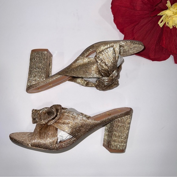 Lulus Dorthea Rose Gold Knotted High Block Heel Sandals - New In Box - Reemoly - Picture 11 of 12